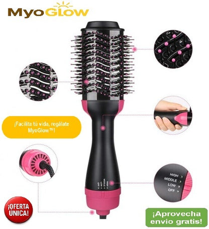 MyoGlow™ – Cepillo Secador 3 en 1 - Pelo de salón en casa