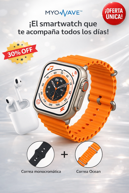 MyoWave™ i8 Ultra Smartwatch + Audífonos Bluetooth