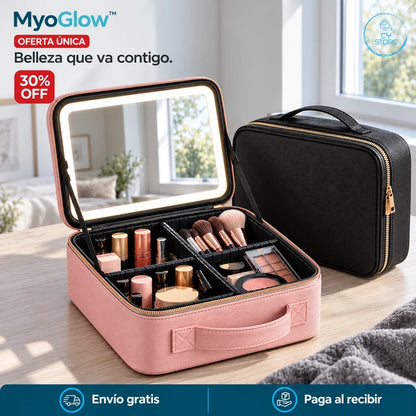 MyoGlow rosado y negro: oferta única, 30% OFF y condiciones integradas.